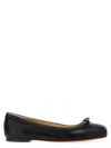 Christian Louboutin Mamadrague Patent Bow Red Sole Ballerina Flats In Black