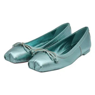 Pre-owned Christian Louboutin Mamadrague Ballet Flats Leather In Green