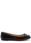 Christian Louboutin Mamadrague Patent Bow Red Sole Ballerina Flats In Black