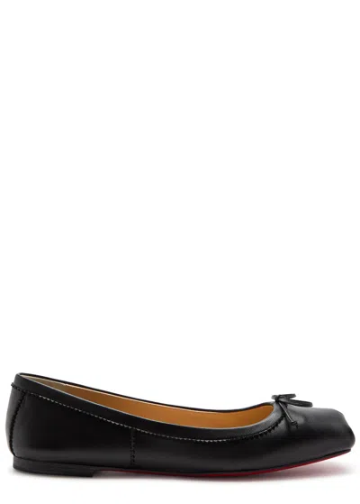 Christian Louboutin Mamadrague Patent Bow Red Sole Ballerina Flats In Black