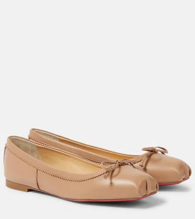 Christian Louboutin Mamadrague Napa Bow Ballerina Flats In Cream