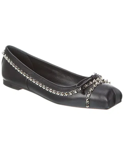 Christian Louboutin Mamadrague Spikes Embellished Leather Ballet Flats In Black