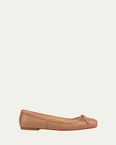 CHRISTIAN LOUBOUTIN MAMADRAGUE NAPA BOW BALLERINA FLATS