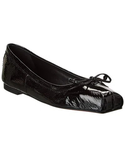 Christian Louboutin Mamadrague Napa Bow Red Sole Ballerina Flats In Black