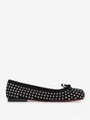 Christian Louboutin Mamadrague Strass Bow Red Sole Ballerina Flats In Black