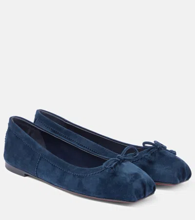 Christian Louboutin Mamadrague Cotton Red Sole Ballerina Flats In Blue