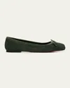 Christian Louboutin Mamadrague Velour Red Sole Ballerina Flats In Tennessee Green