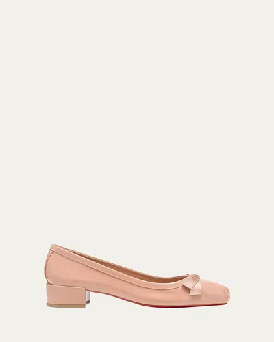 Christian Louboutin Mamaflirt Patent Red Sole Ballerina Pumps In Blush