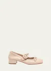 Christian Louboutin Mamastrapita Spikes Red Sole Ballerina Pumps In Lechelin Leche