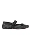Christian Louboutin Mamastrapitina Crystal-embellished Leather-trimmed Mesh Ballet Flats In Black