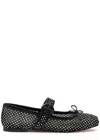 Christian Louboutin Mamastrapitina Crystal-embellished Leather-trimmed Mesh Ballet Flats In Black