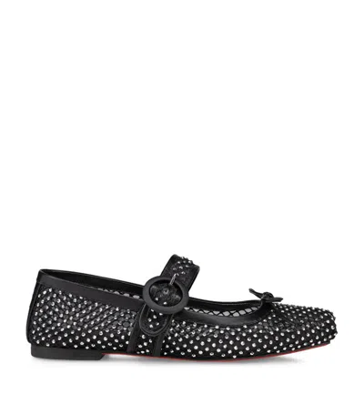 Christian Louboutin 10mm Mamastrapitina Crystal Flats In Black