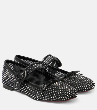 CHRISTIAN LOUBOUTIN MAMASTRAPITINA EMBELLISHED MESH BALLET FLATS