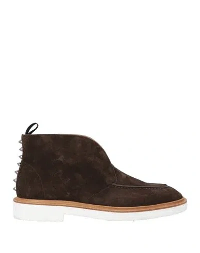 Christian Louboutin Man Ankle Boots Dark Brown Size 7 Leather
