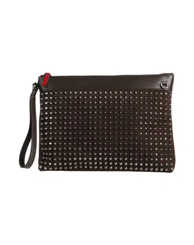 Christian Louboutin Man Clutch Chocolate Brown Size - Leather