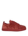 Christian Louboutin Studded Toe Cap Sneakers With Textured Upper In Red