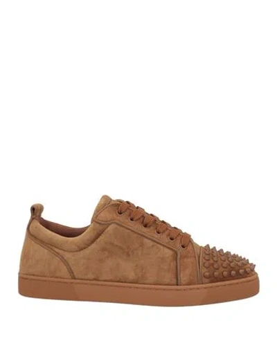Christian Louboutin Man Sneakers Camel Size 8 Leather In Sand