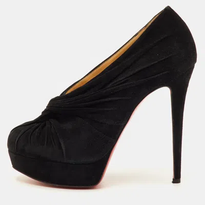 Pre-owned Christian Louboutin Manchon Size 39 Black Suede Platform Pumps