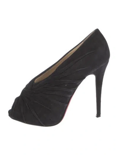 Pre-owned Christian Louboutin Manchon Suede Mules In Black