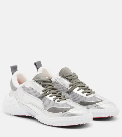 Christian Louboutin Mara Suede And Mesh Sneakers In Gray