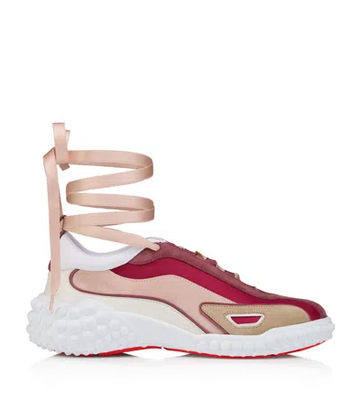 Christian Louboutin Mara Suede-trim Lace-up Sneakers In Pink