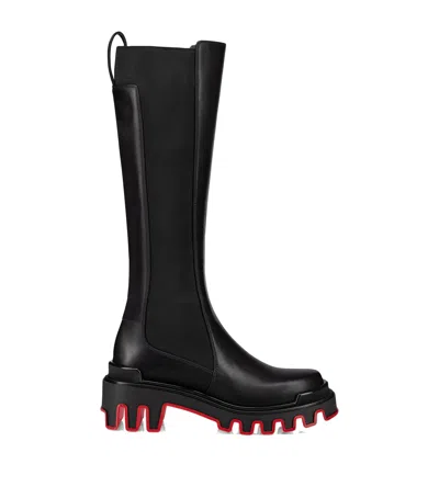 CHRISTIAN LOUBOUTIN MARCHACROCHE DUNE LEATHER KNEE-HIGH BOOTS