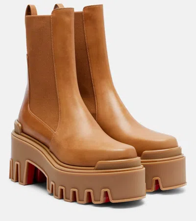 Christian Louboutin 80mm Marcharcroc Platform Leather Chelsea Boots In Brown