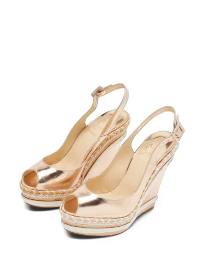 Pre-owned Christian Louboutin Maria Wedge Sandals In Gold
