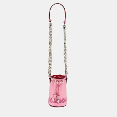 Pre-owned Christian Louboutin Marie Jane Mini Metallic Pink Leather Bucket Bag