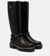 Christian Louboutin Marinetta Studded Leather Knee-high Boots In Black