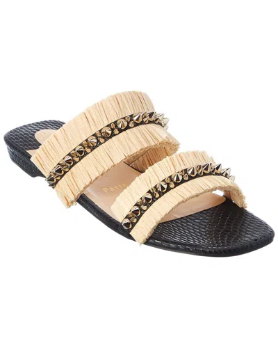 Christian Louboutin Marivodou Raffia & Leather Sandal In Multi