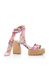 Christian Louboutin Mariza Du Desert 70mm Sash-tie Woven Platform Sandals In Multi