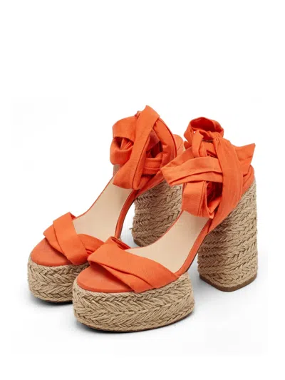 Pre-owned Christian Louboutin Mariza Du Désert Platform Espadrilles In Orange