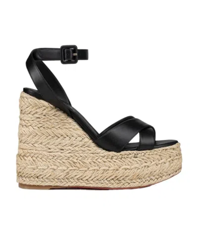 Christian Louboutin Mariza Zeppa 130mm Ankle-strap Espadrilles In Nude