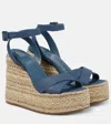 Christian Louboutin Mariza Denim Crisscross Espadrille Sandals In Blue