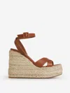 Christian Louboutin Mariza Zeppa 130 Leather Espadrille Wedge Sandals In Brown
