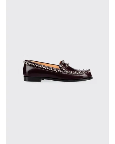 Christian Louboutin Mattia Spikes Donna Leather Loafers In Black