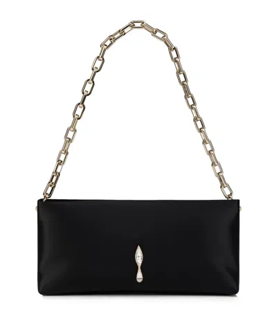 Christian Louboutin Maykimay Chain Pouch Neoprene Satin Clutch Bag In Black