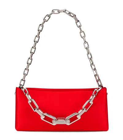 Christian Louboutin Maykimay Chain Silk Crepe Shoulder Bag In Red