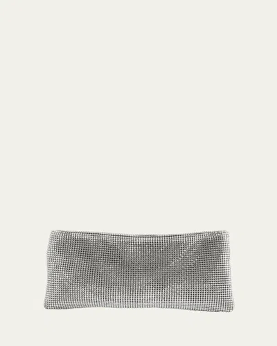 Christian Louboutin Maykimay Mesh Crystal Pouch Clutch Bag In Silver Crystal