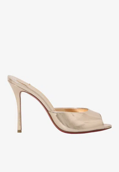 Christian Louboutin Me Dolly 100 Laminated Leather Mules In Rose Gold