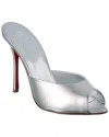 Christian Louboutin Me Dolly Metallic Red Sole Slide Sandals In Silver