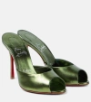 Christian Louboutin Me Dolly Metallic Red Sole Slide Sandals In Green