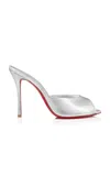 Christian Louboutin Me Dolly Metallic Red Sole Slide Sandals In Silver