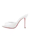 Christian Louboutin 100mm Miss Z Metallic Leather Mule Sandals In White