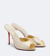 Christian Louboutin 100mm Me Dolly Metallic Leather Slide Sandals In Pink