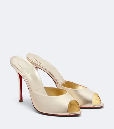 Christian Louboutin 100mm Me Dolly Metallic Leather Slide Sandals In Pink