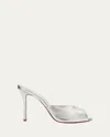 Christian Louboutin Me Dolly Metallic Red Sole Slide Sandals In Silver