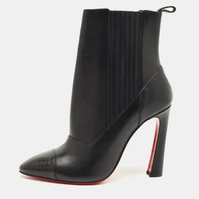 Pre-owned Christian Louboutin Me In The 90s Boots Size 37 Black Leather Ankle Length Boots