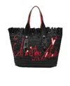 Christian Louboutin Medium Frangibus Raffia Tote Bag In Black